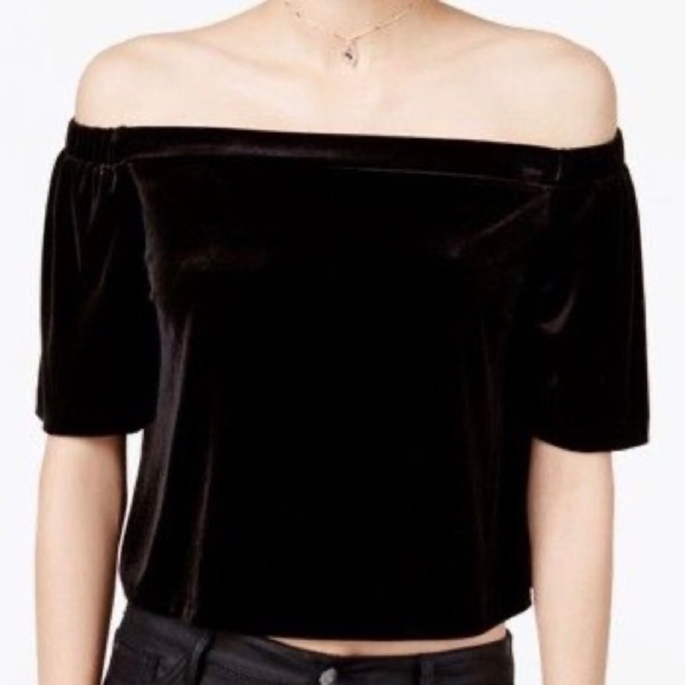Macys Bar III Off Shoulder Velvet Top